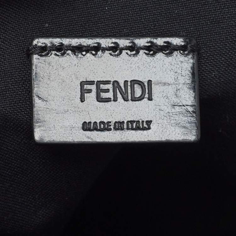 Pre Owned Fendi Green Nylon FF Phone Crossbody Bag