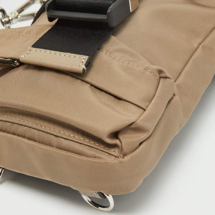 Pre Owned Fendi Beige/Black Nylon and Leather Fendiness Crossbody Bag