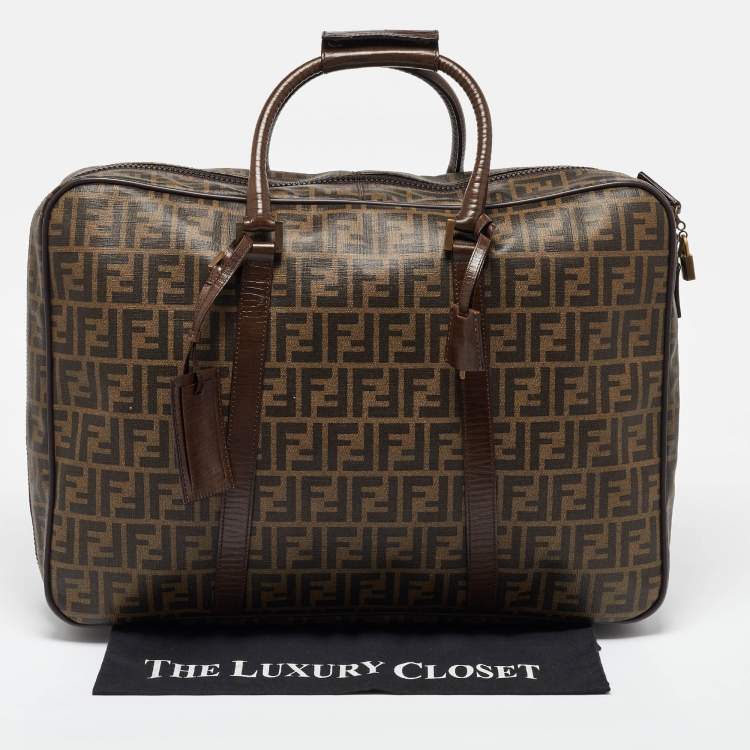 Pre Owned Fendi Brown Zucca Coated Canvas and Leather Suitcase