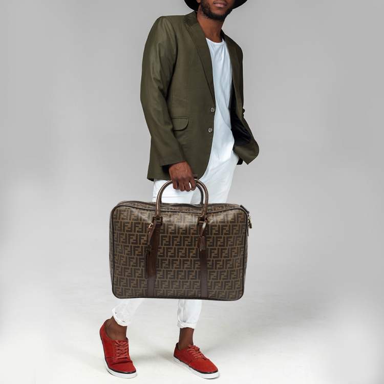 Pre Owned Fendi Brown Zucca Coated Canvas and Leather Suitcase