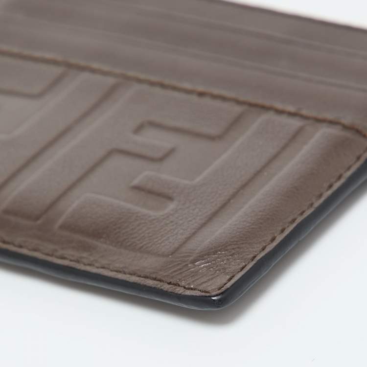 Pre Owned Fendi Brown Zucca Leather Card Holder