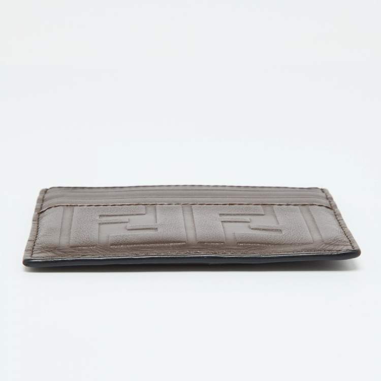 Pre Owned Fendi Brown Zucca Leather Card Holder