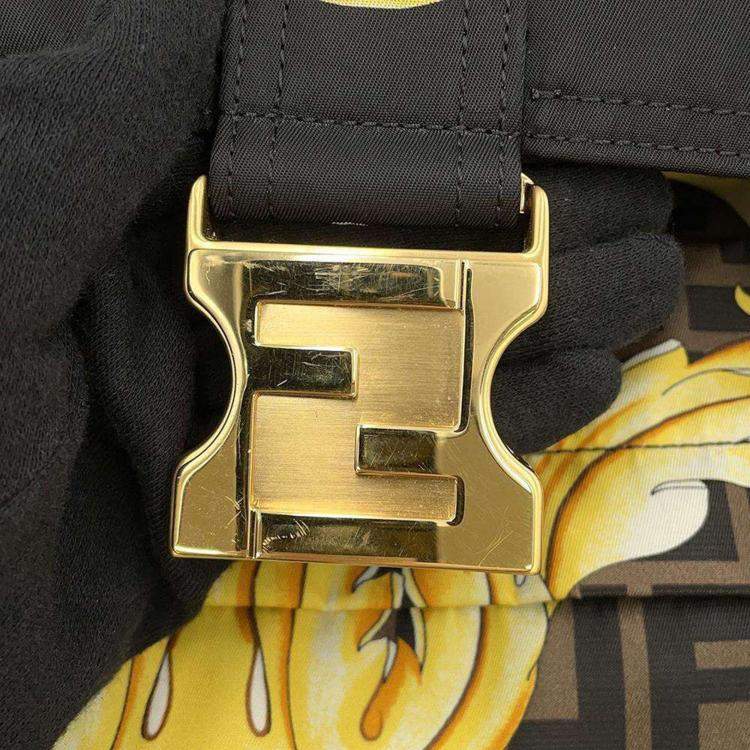 Pre Owned Fendi Black/Yellow/Brown Nylon Fendace Backpack