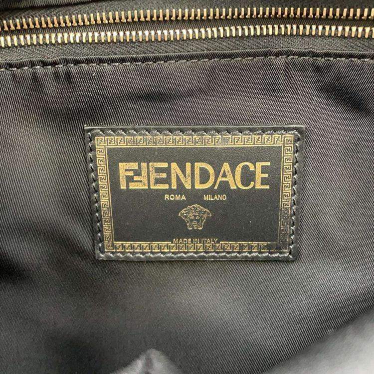 Pre Owned Fendi Black/Yellow/Brown Nylon Fendace Backpack