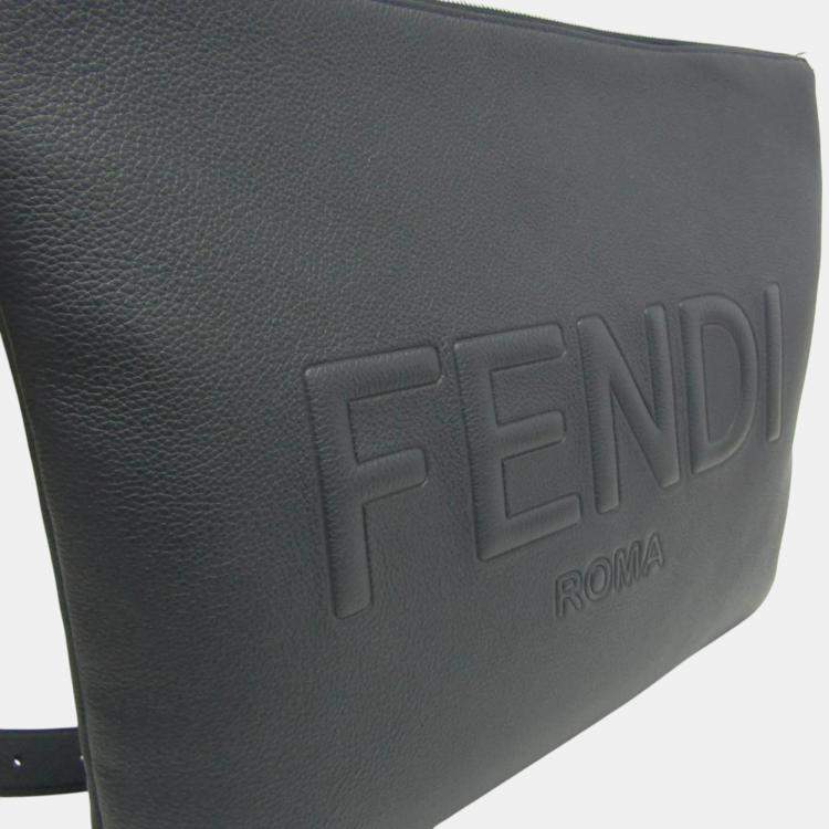 Pre Owned Fendi Dark Blue Leather After Roma Shoulder Bag 
