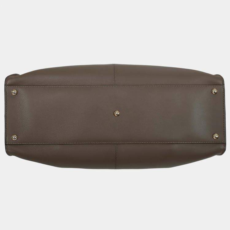 Pre Owned Fendi Brown Leather Large Peekaboo X-Lite Tote bag