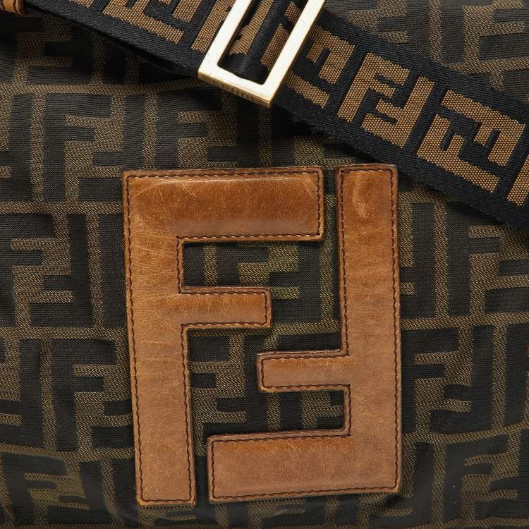 Pre Owned Fendi Tobacco Zucca Canvas and Leather Flap Messenger Bag