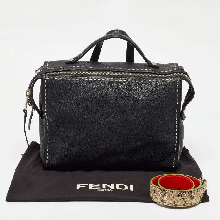 Pre Owned Fendi Black Selleria Leather Lui Briefcase