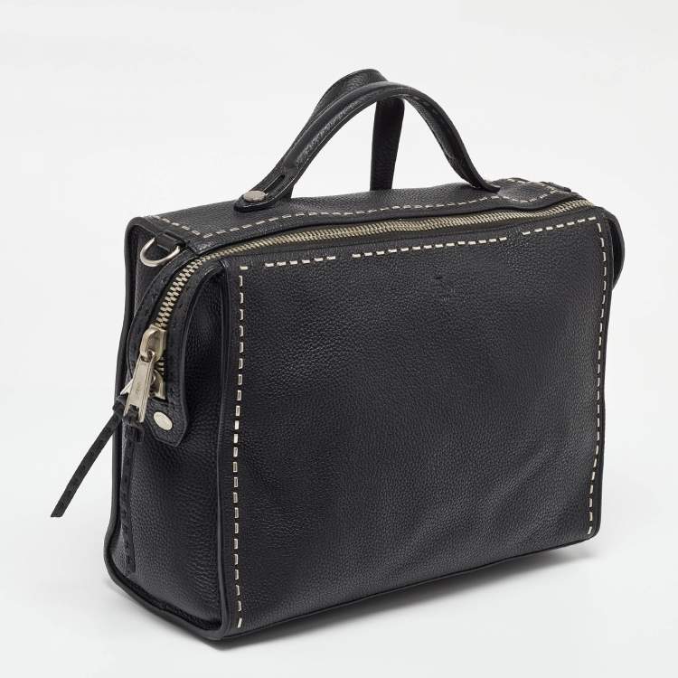 Pre Owned Fendi Black Selleria Leather Lui Briefcase
