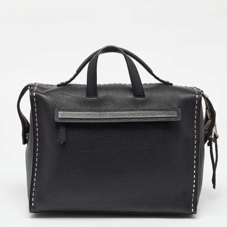 Pre Owned Fendi Black Selleria Leather Lui Briefcase