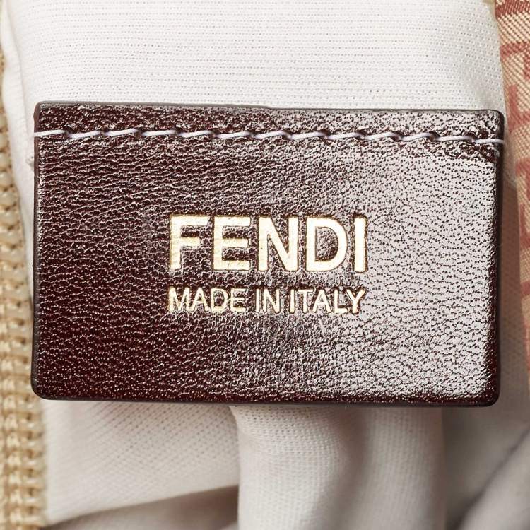 Pre Owned Fendi Beige/Brown Zucchino Nylon and Leather Messenger Bag