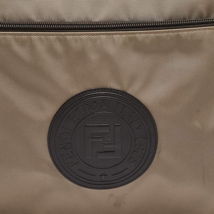 Pre Owned Fendi Beige Nylon FF Logo Changing Bag