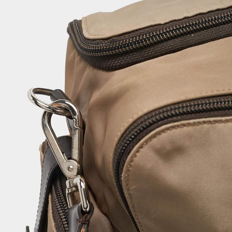 Pre Owned Fendi Beige Nylon FF Logo Changing Bag