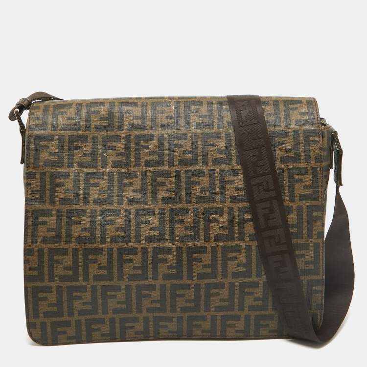 Pre Owned Fendi Tobacco Zucca Coated Canvas Messenger Bag