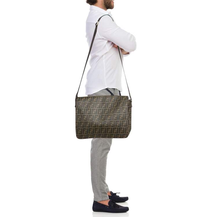 Pre Owned Fendi Tobacco Zucca Coated Canvas Messenger Bag