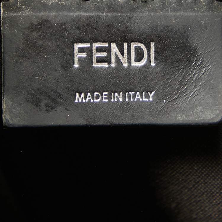 Pre Owned Fendi Black Zucca Coated Canvas and Leather Zip Tote