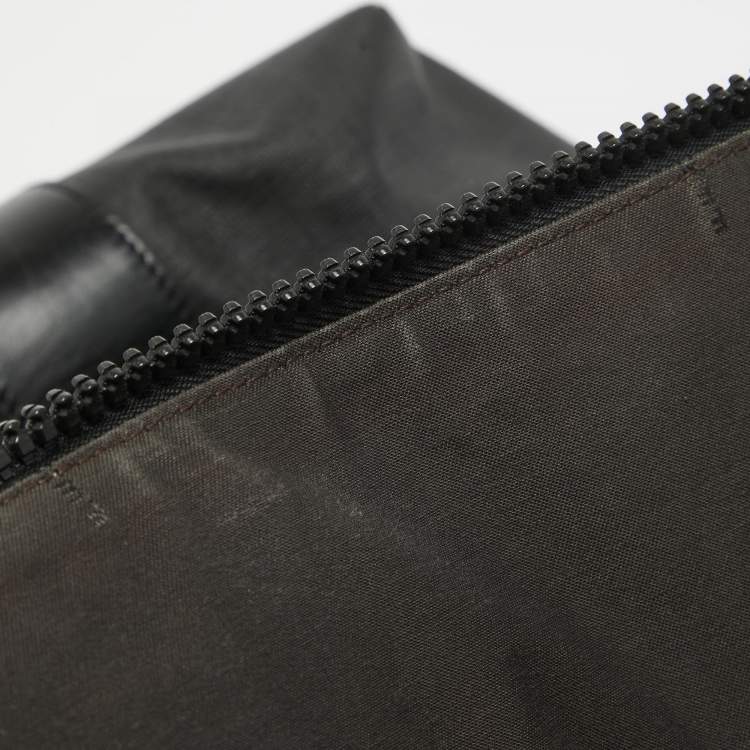 Pre Owned Fendi Black Zucca Coated Canvas and Leather Zip Tote