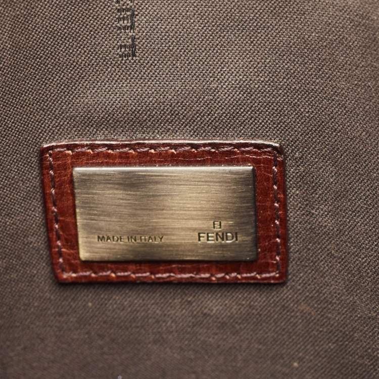 Pre Owned Fendi Tobacco Zucca Coated Canvas and Leather Flat Messenger Bag