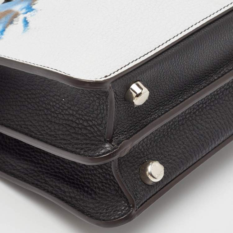 Pre Owned Fendi Black/Blue Cloud Graphic Leather Small Peekaboo Iseeu Bag