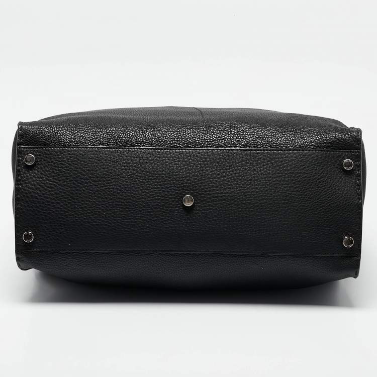Pre Owned Fendi Black Selleria Leather Large Peekaboo Top Handle Bag