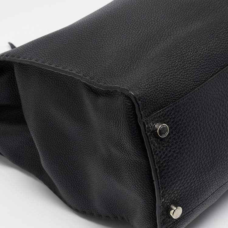Pre Owned Fendi Black Selleria Leather Large Peekaboo Top Handle Bag