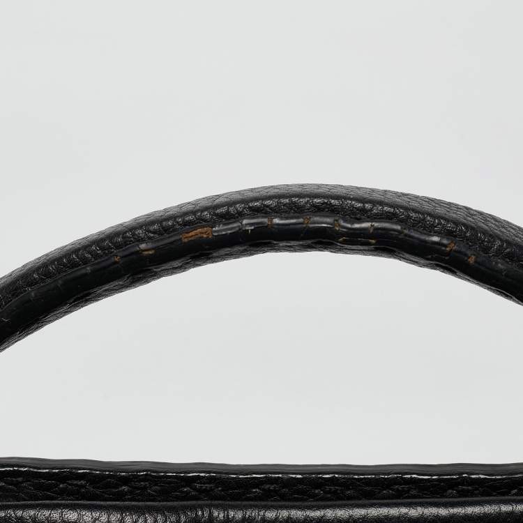 Pre Owned Fendi Black Selleria Leather Large Peekaboo Top Handle Bag