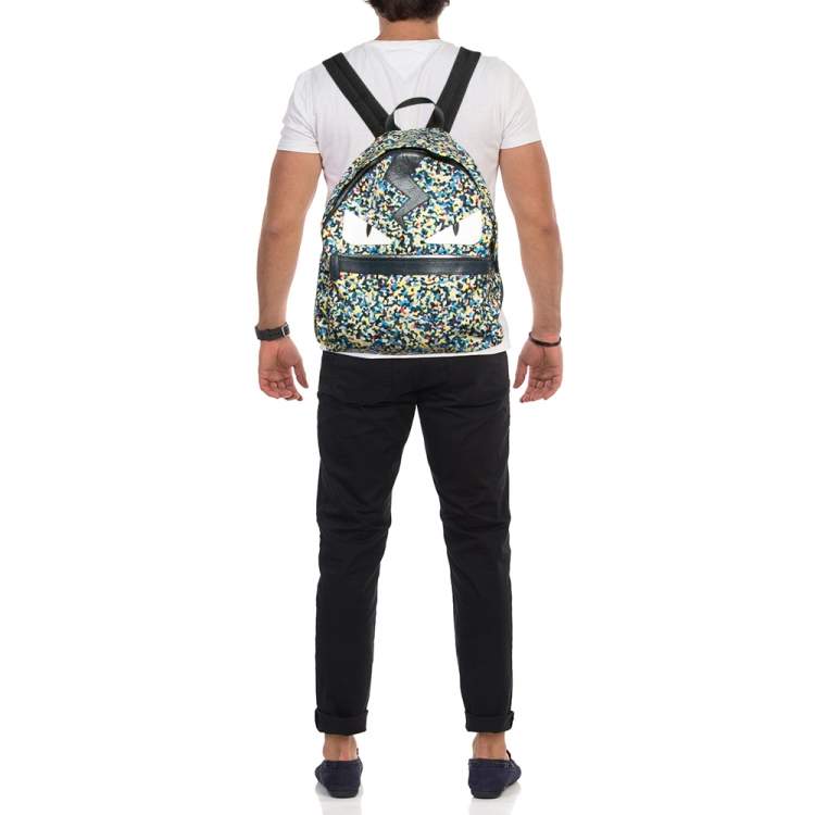 Pre Owned Fendi Multicolor Nylon Monster Eyes Backpack