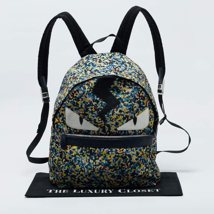 Pre Owned Fendi Multicolor Nylon Monster Eyes Backpack