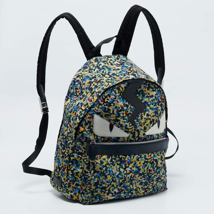 Pre Owned Fendi Multicolor Nylon Monster Eyes Backpack