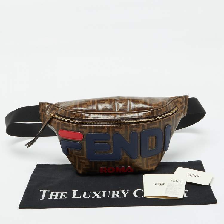 Pre Owned Fendi x Fila Brown Zucca Coated Canvas Mania Belt Bag