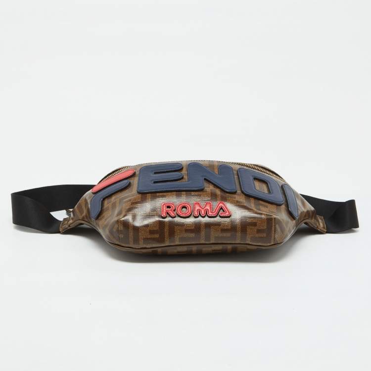 Pre Owned Fendi x Fila Brown Zucca Coated Canvas Mania Belt Bag