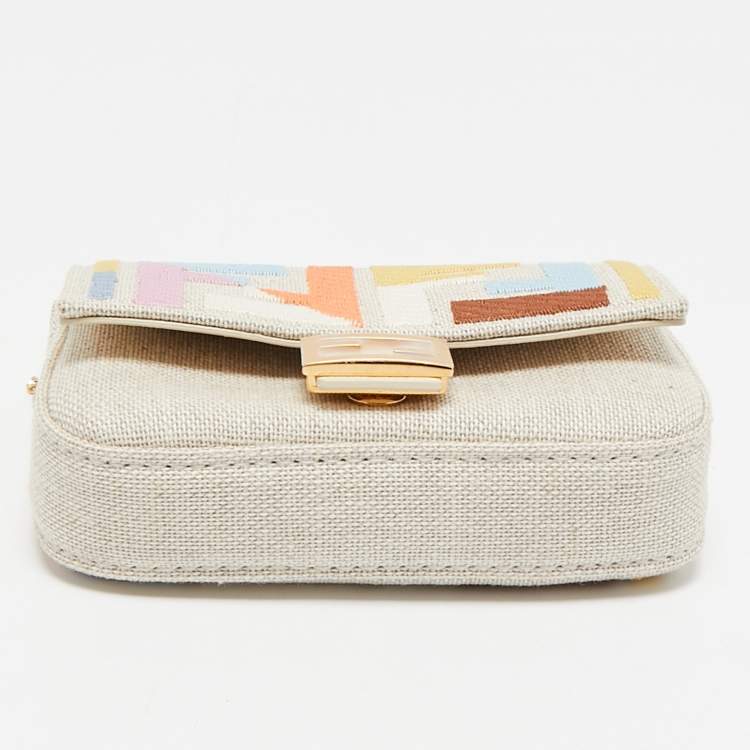 Pre Owned Fendi Multicolor Zucca Canvas Nano Baguette Charm Bag