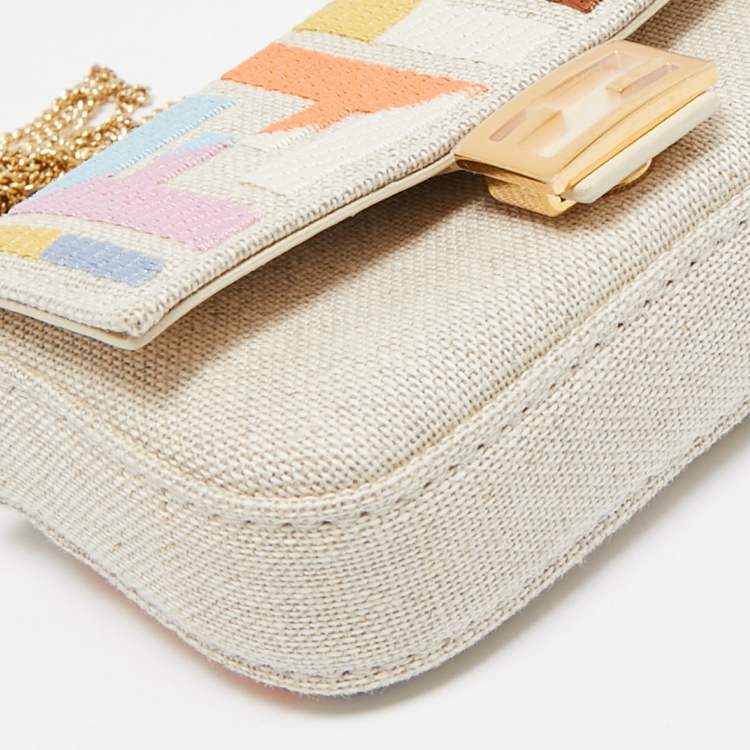 Pre Owned Fendi Multicolor Zucca Canvas Nano Baguette Charm Bag