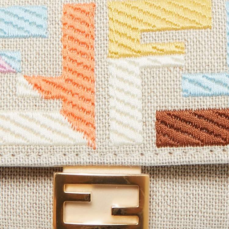 Pre Owned Fendi Multicolor Zucca Canvas Nano Baguette Charm Bag