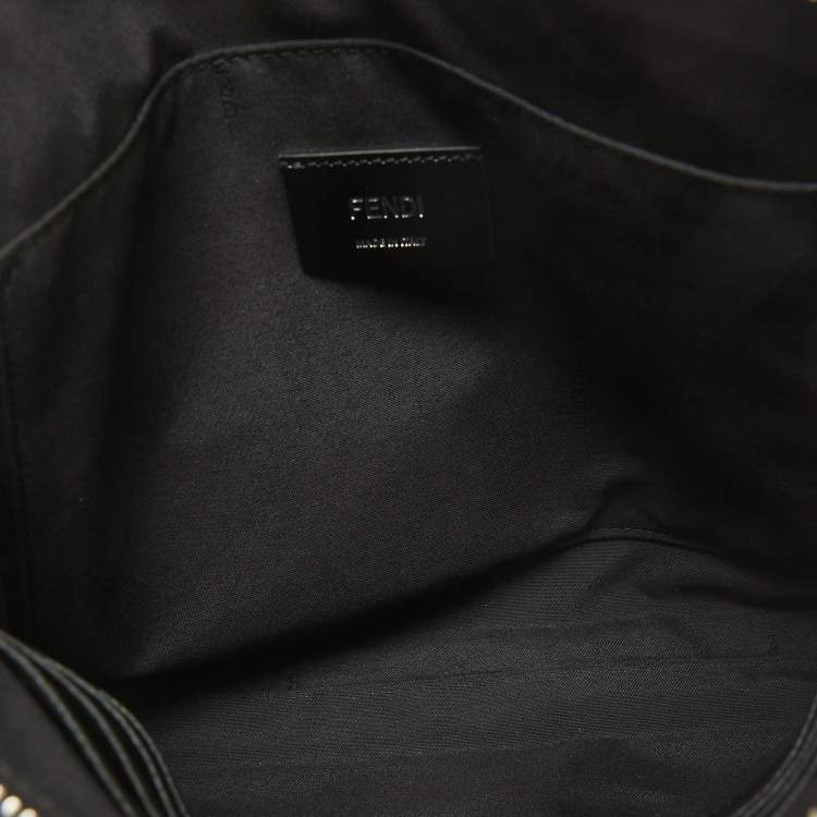 Pre Owned Fendi Black Leather Roma Flat Pouch
