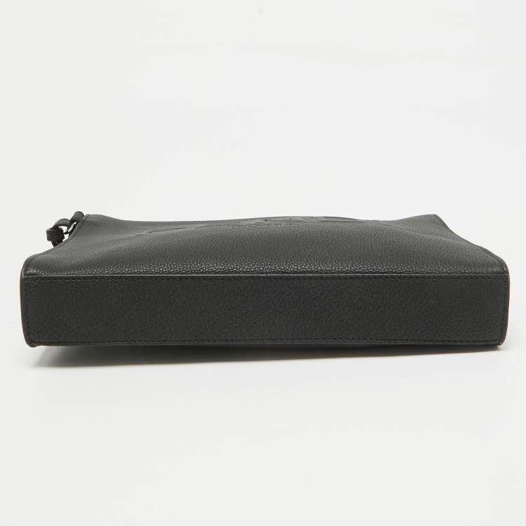 Pre Owned Fendi Black Leather Roma Flat Pouch