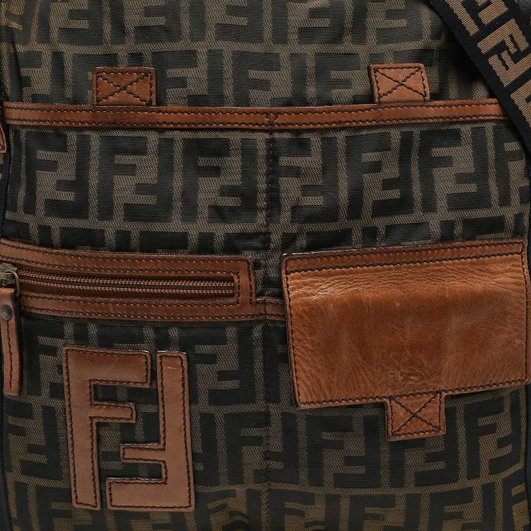 Pre Owned Fendi Brown/Tobacco Zucca Nylon Flat Messenger Bag