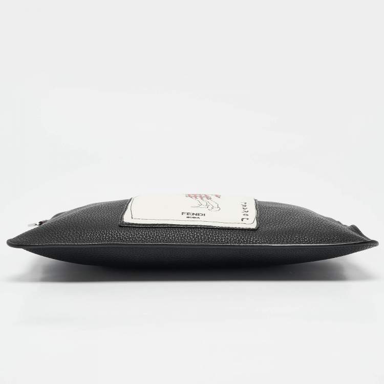 Pre Owned Fendi Black Leather Joker Slim Pouch