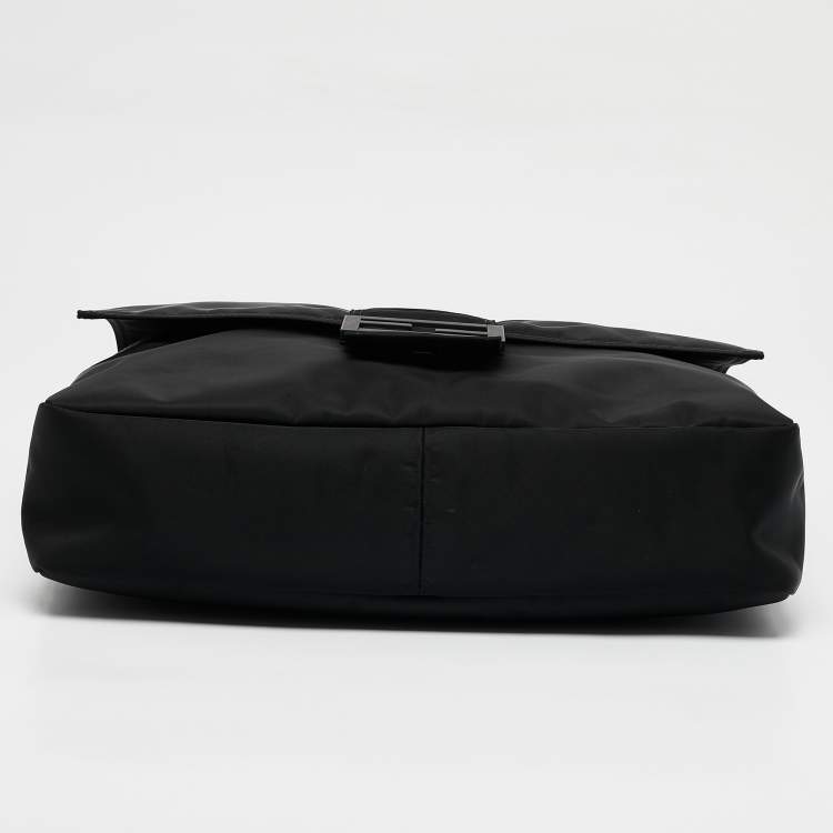 Pre Owned Fendi Black Econyl Baguette Messenger Bag