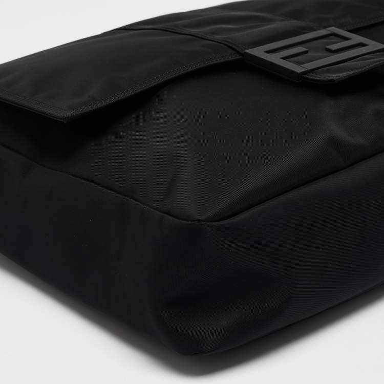 Pre Owned Fendi Black Econyl Baguette Messenger Bag