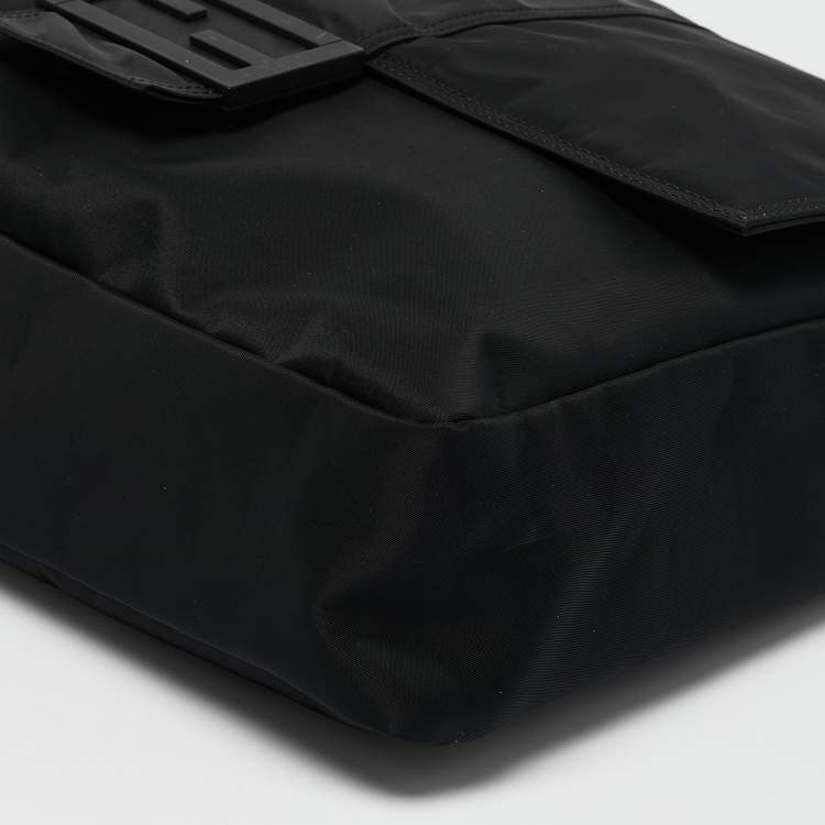 Pre Owned Fendi Black Econyl Baguette Messenger Bag