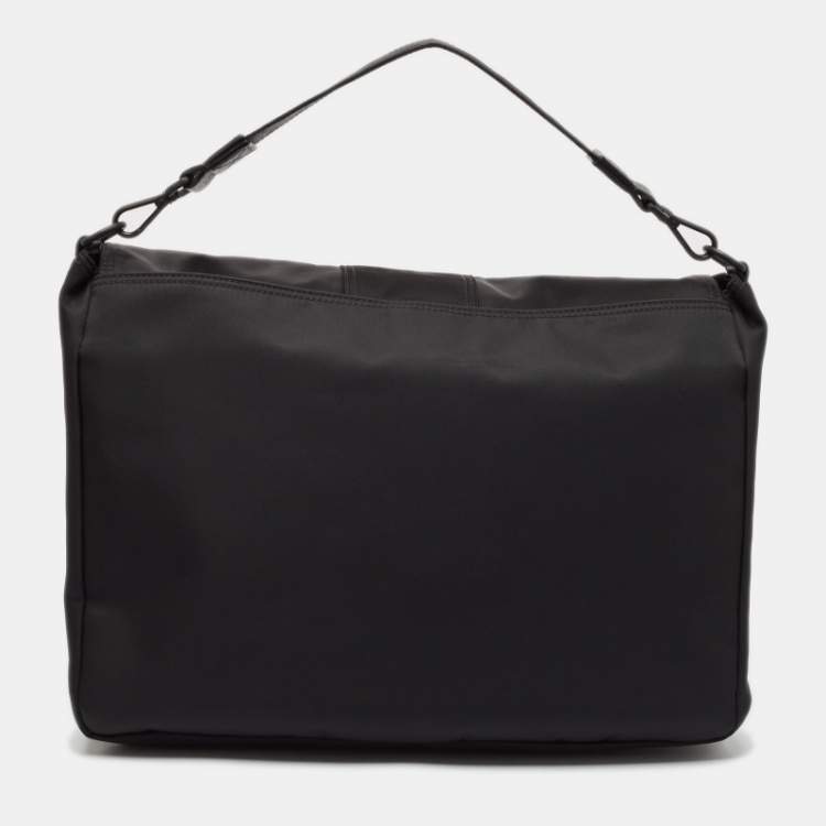 Pre Owned Fendi Black Econyl Baguette Messenger Bag