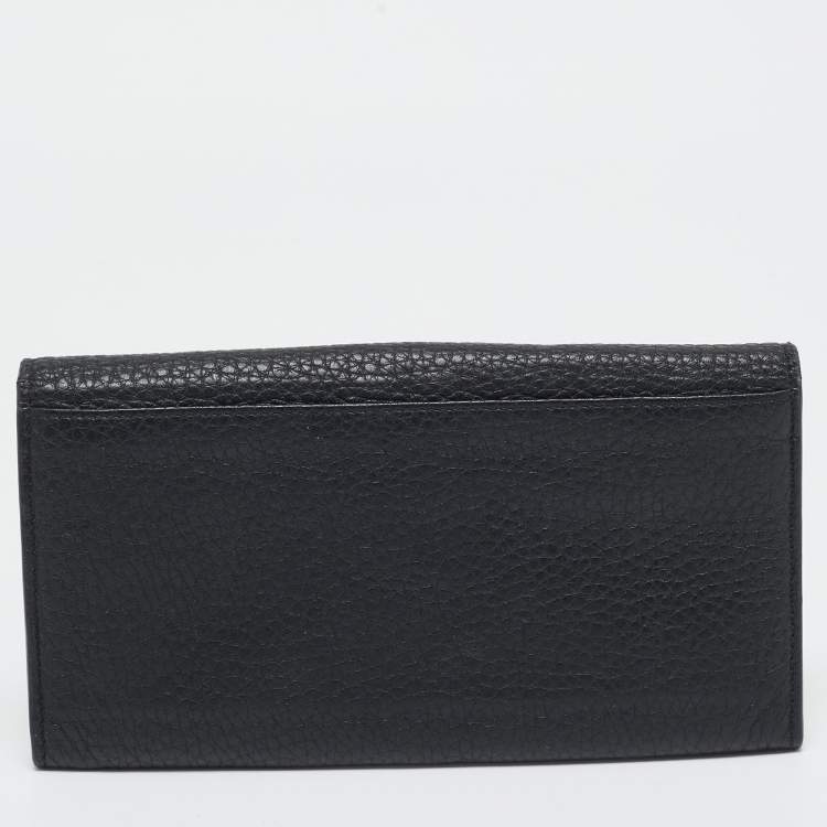 Pre Owned Fendi Black Leather Bifold Long Wallet