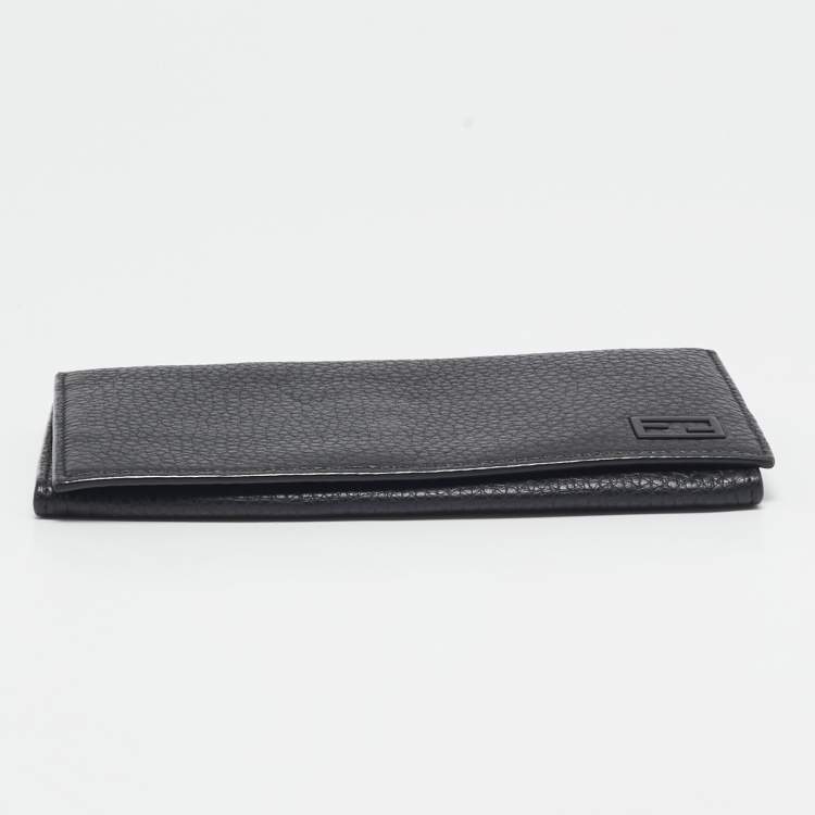Pre Owned Fendi Black Leather Bifold Long Wallet