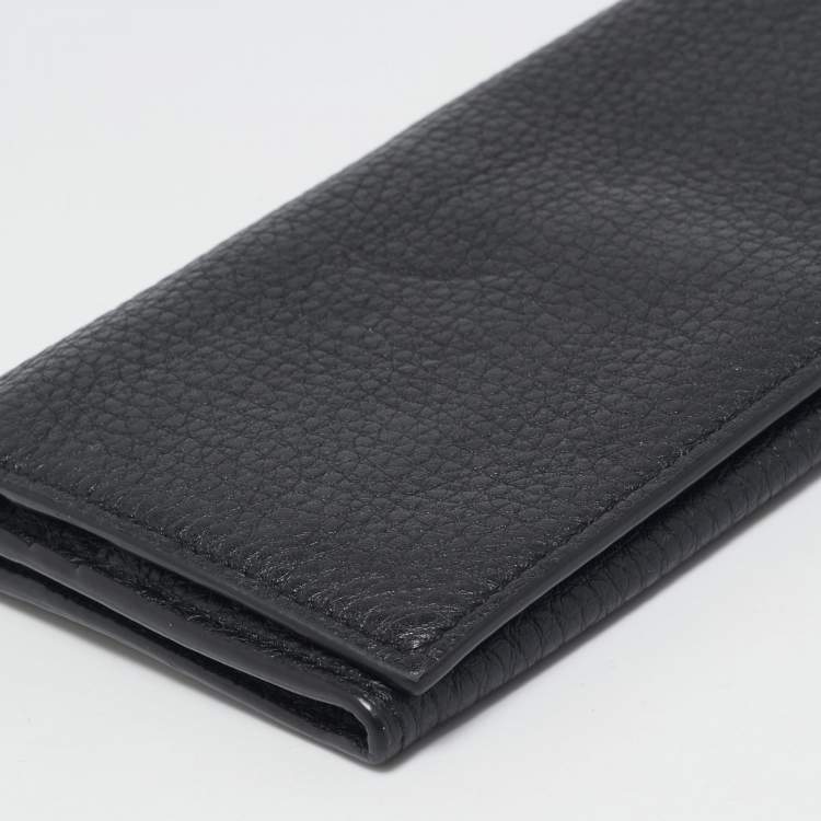 Pre Owned Fendi Black Leather Bifold Long Wallet