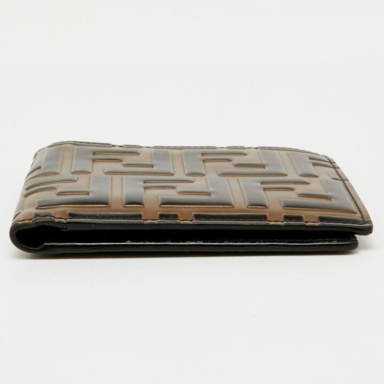 Pre Owned Fendi Tobacco Zucca Embossed Leather Bifold Wallet