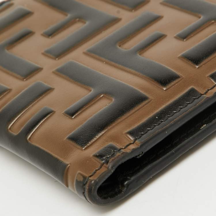 Pre Owned Fendi Tobacco Zucca Embossed Leather Bifold Wallet