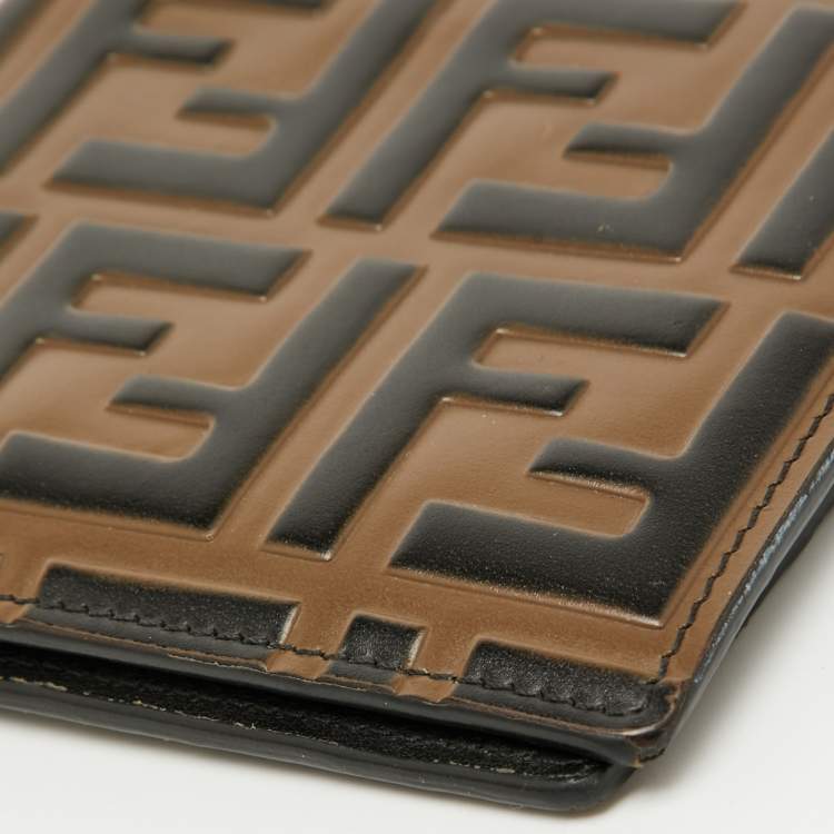 Pre Owned Fendi Tobacco Zucca Embossed Leather Bifold Wallet