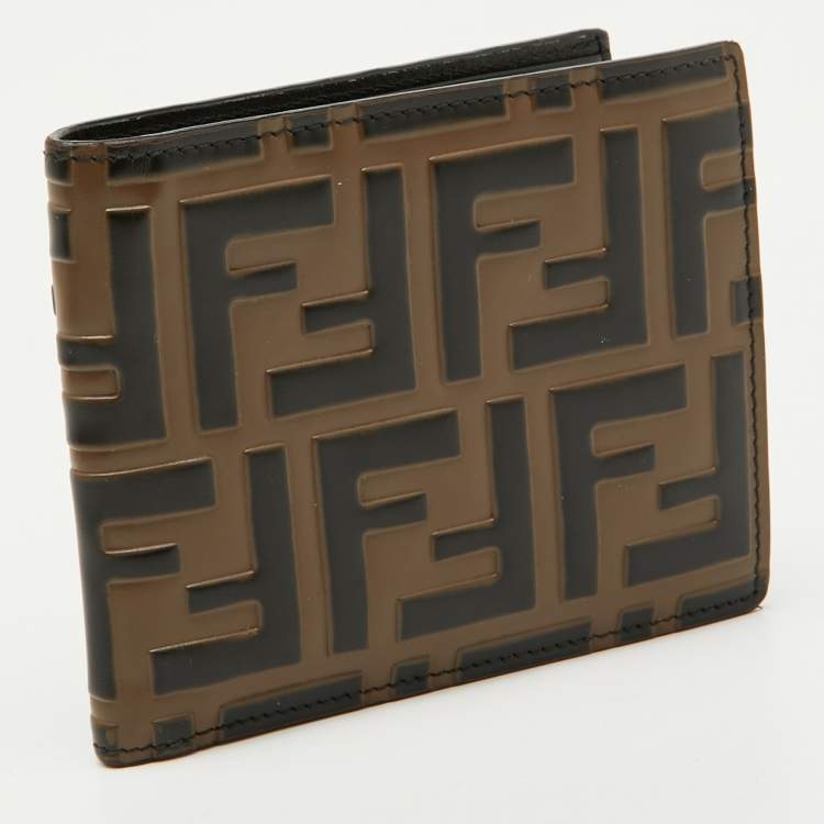 Pre Owned Fendi Tobacco Zucca Embossed Leather Bifold Wallet