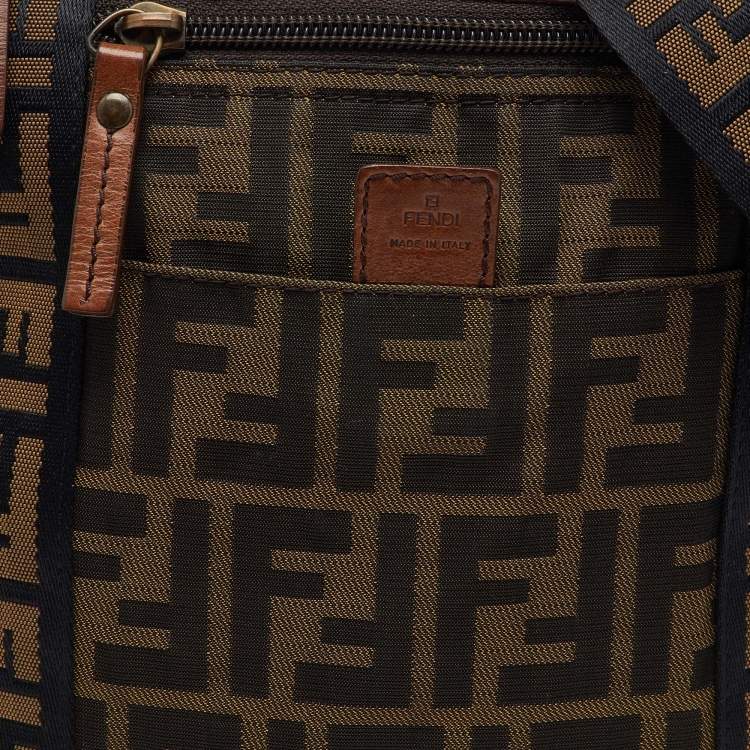 Pre Owned Fendi Tobacco Zucca Canvas and Leather Flat Messenger Bag